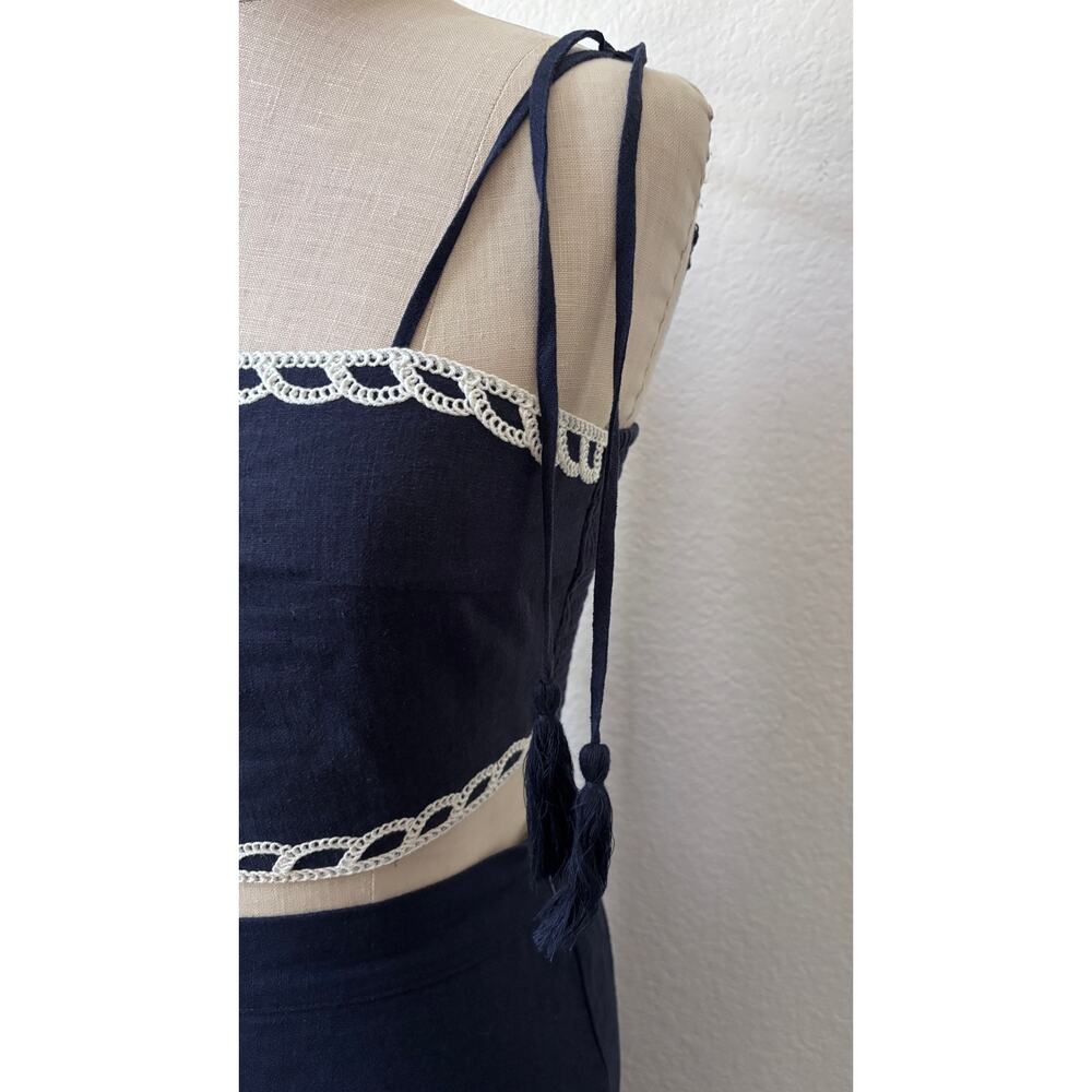 Christian Lacroix - NWT XS Women's Navy Linen blend embroidered 2 piece set - Picture 5 of 11